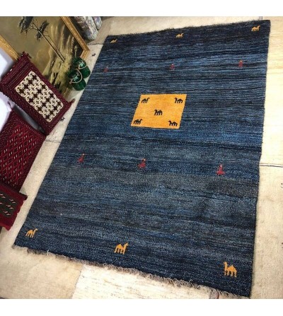 Alfombra Etnica Gabbeh Persa Contemporánea Coleccion Moderna Color  Azul