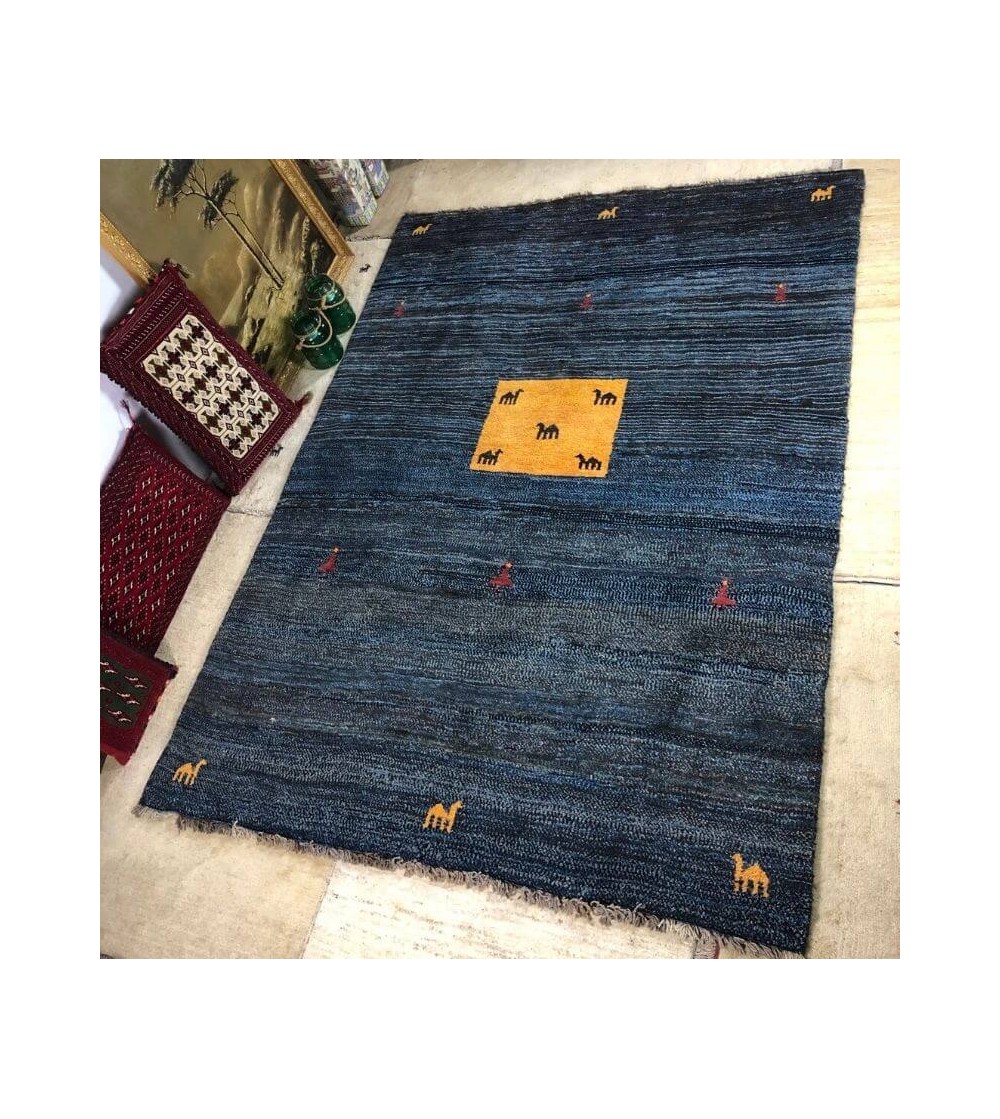 Alfombra Etnica Gabbeh Persa Contemporánea Coleccion Moderna Color  Azul