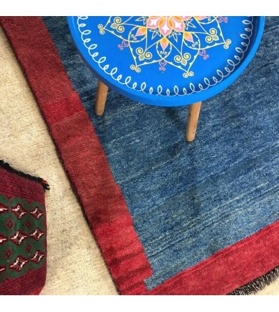 Alfombra Etnica Gabbeh Persa Contemporánea Coleccion Moderna Color Rojo y Azul