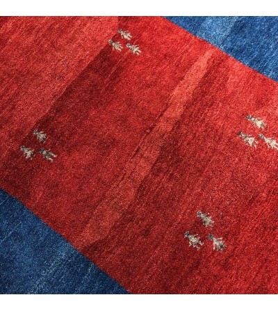 Alfombra Étnica Persa  Moderna azul y rojo frontal